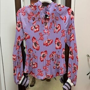 Vibrant Floral Women's Blouse - Purple and Red
